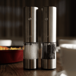 GOV Electric Salt and Pepper Mill Set Rechargeable - Regular Stainless Steel XL