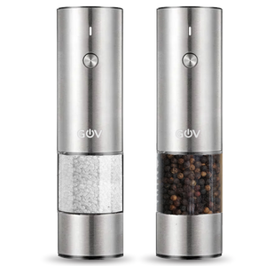 GOV Electric Salt and Pepper Mill Set Rechargeable - Regular Stainless Steel XL