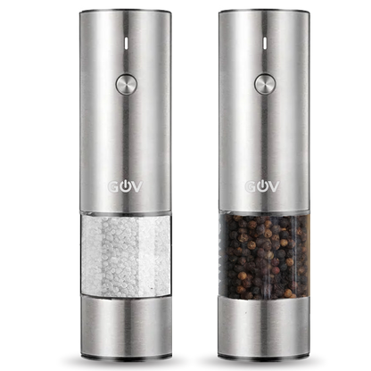 GOV Electric Salt and Pepper Mill Set Rechargeable - Regular Stainless Steel XL